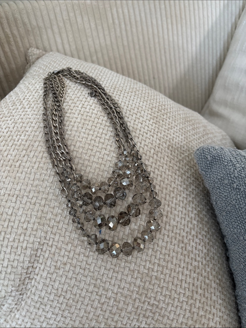 Ann Taylor Loft Multi-Strand silverSmoky Crystal Necklace - Women Jewelry layere